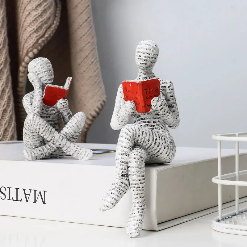 Creative Thinker Statue Artistic Reading Woman Modern Design for Home Office Bookshelf TV Cabinet Decoration and Desk Ornament