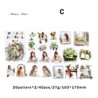 Journamm 40pcs/pack PET Materials Character Sticker DIY Scrapbook Collage Supplies Creative Decor Stationery Aesthetics Stickers Lootquake LLC