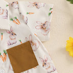 Toddler Easter Clothing Set with Short Sleeve Lapel Bunny Carrot Print Shirt and Solid Color Shorts - Adorable Boy s Easter Lootquake LLC