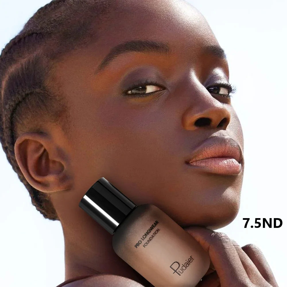 Pudaier Long-Lasting Natural Foundation - Brown Small Bottle, Matte Finish, Non-Sticky, Creamy Texture, Suitable for All Skin Ty