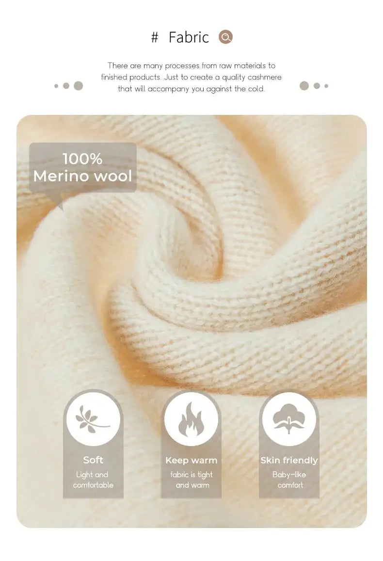 Autumn Winter Women's Wool Long Dress Cashmere Mock Neck Pullover Sweater 100% Merino Wool Soft Knitwear OL Simple Basic Dress Lootquake LLC