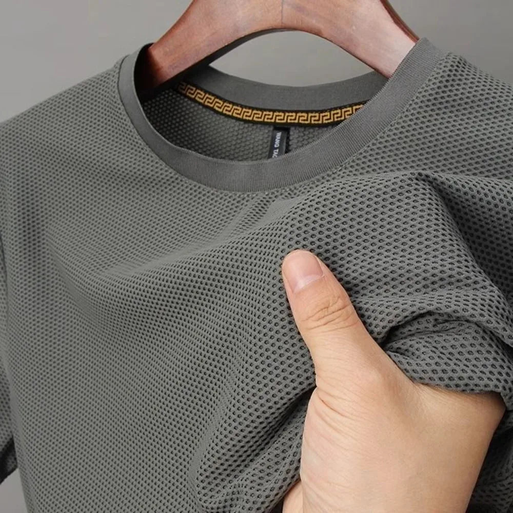 High-End 2023 Luxury Brand Men's T-Shirts Ice Silk with Breathable Mesh for Summer Designer Harajuku  Fashion T-Shirt for Men Lootquake LLC