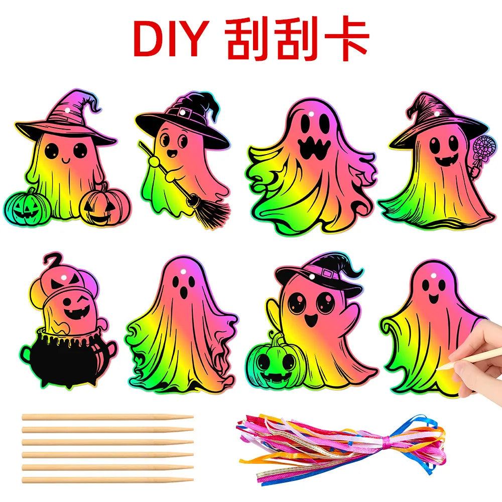Adhesive Wallpaper for Wall Halloween Ghost, Scary Scratch Art DIY Decals for Haunted House Party Supplies Home Decor Lootquake LLC