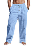 Men's Casual Pants Male Summer Breathable Trousers Solid Color High Quality Sweatpants Hawaiian Beach Sports Jogging Pants