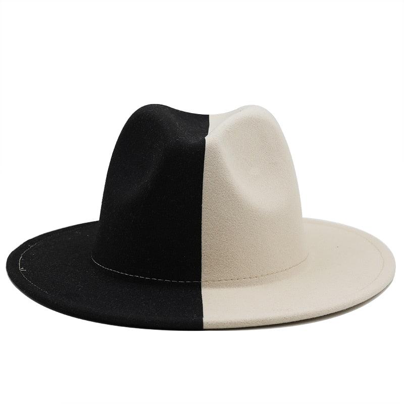 Black White Modern Unisex Fedora Hat Women Unisex Wide Brim Party Cowboy Cap Men Gentleman Wedding Hat Two Colors Fedora Hat Solid Color Wide Brim Winter Autumn Hat Stevvex