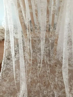 3Meters/lot Off White French Chantilly Lace Fabric , Eyelash Embroidery Lace Craft Bridal Veil Lace Accessory 150cm Width