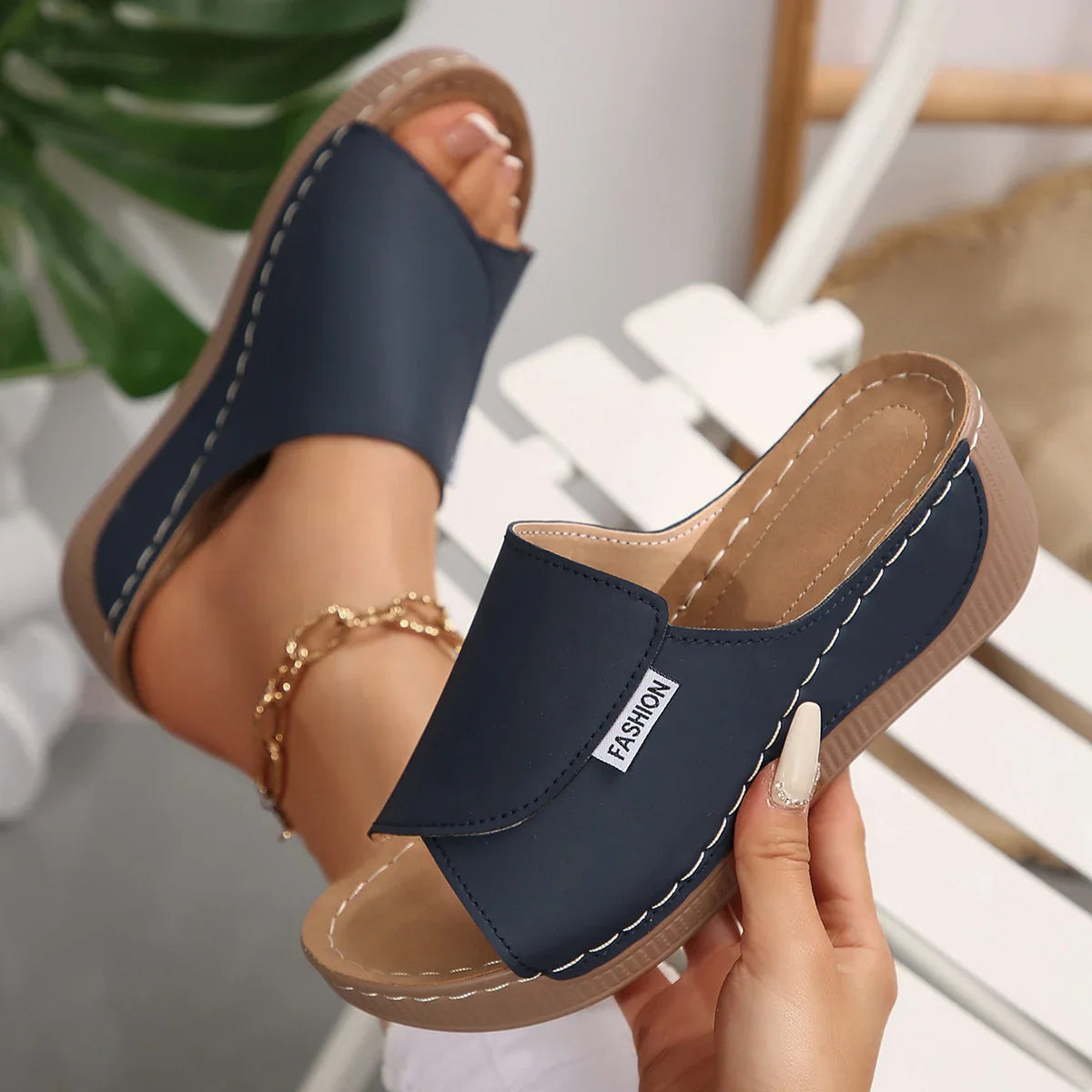 Women Wedge Slippers Summer 2025 New Fashion Slippers Open Toe Breathable Sandals Comfortable Buckle Woman Shoes Slides Women Lootquake LLC