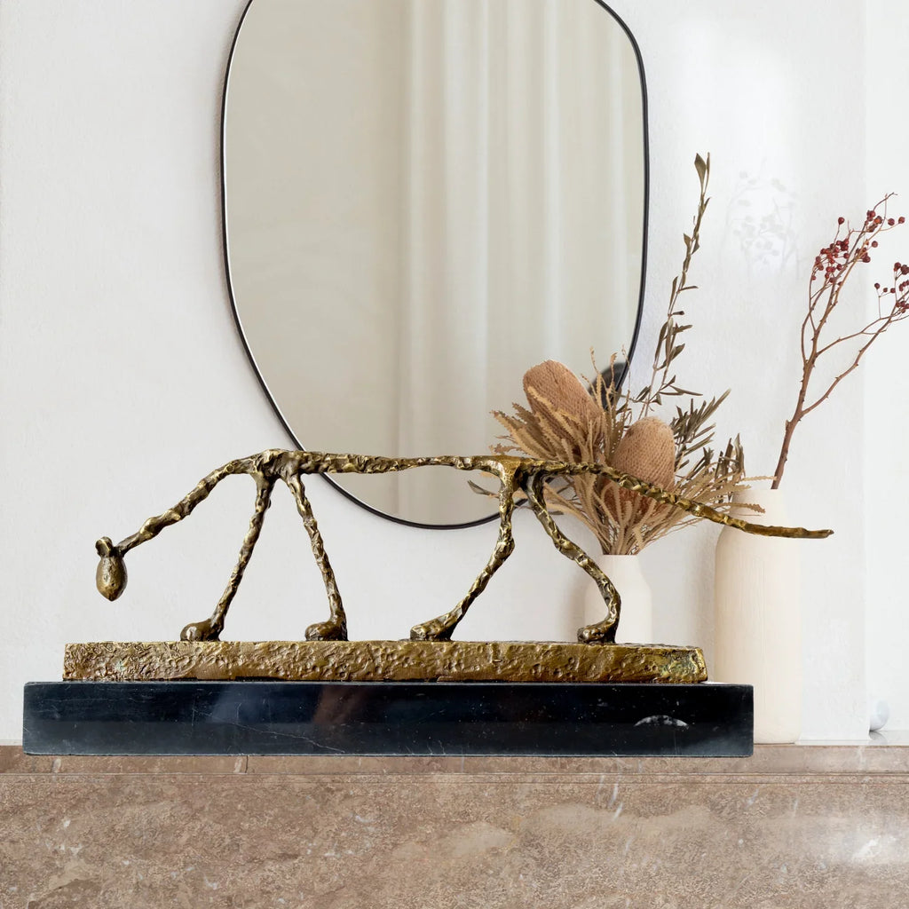 Bronze Cat Statue Abstract Cat Sculpture Classical Giacometti Art Reproduction Skeleton Animal Statue For Home Decor Collection Lootquake LLC
