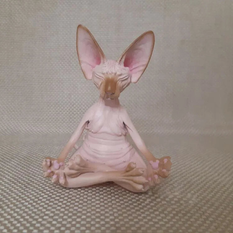 Meditation Yoga Happy Cat Whimsical Buddha Sphinx Cat Statue Art Deco Sculpture Outdoor Garden Statue Lootquake LLC