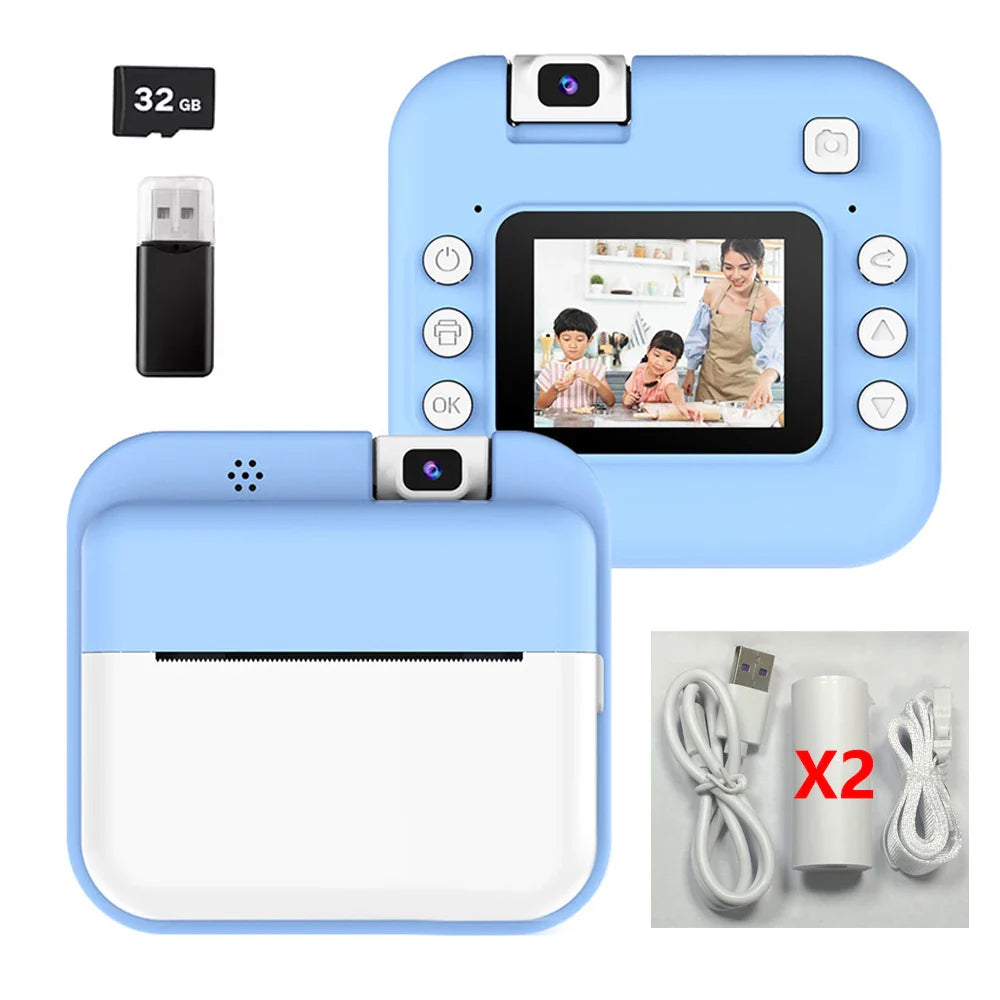 Children Digital Camera Photography Instant Print Camera for Kids Thermal Print Camera Photo Printing Video Toys With 32G Card Lootquake LLC