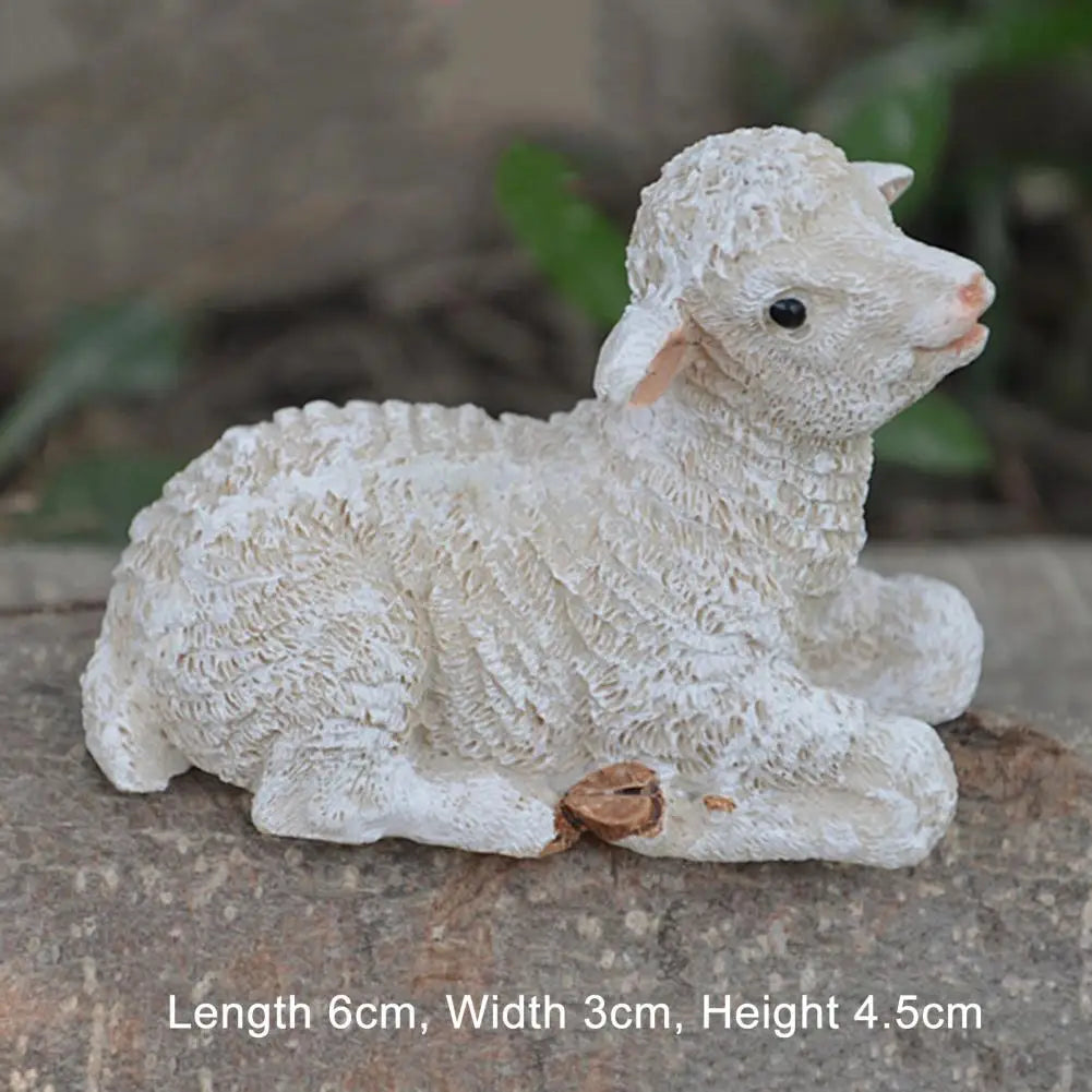 Sheep Sculpture  Cute Micro Landscape Sheep Sculpture  Synthetic Resin Animal Figurine Lootquake LLC