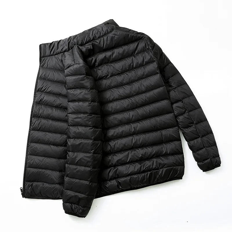 Lightweight Down Cotton Coat Men's Winter Cropped Jacket Stand Collar Hooded Outerwear