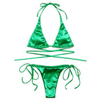 ShimmerWave: Luxe Satin Brazilian Bikini Set THRIXINE