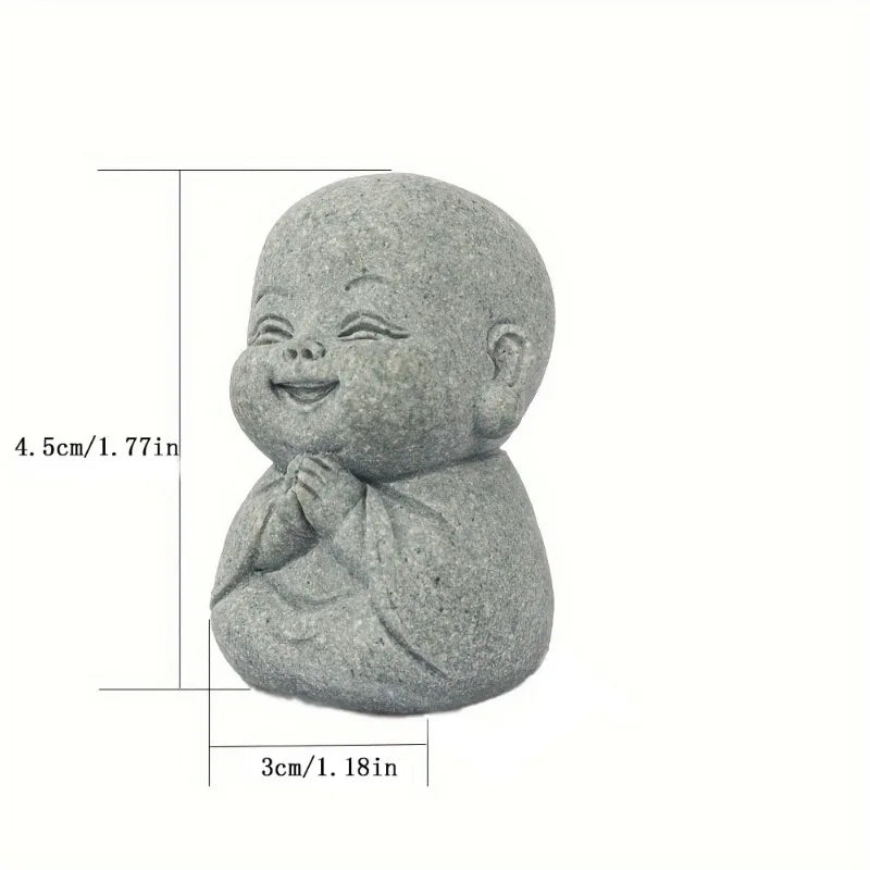 Buddha Stone Statue Little Buddhist Monks Tibetan Buddhism Figurines Zen Garden Ornament Meditation Home Aquarium Decoration Lootquake LLC