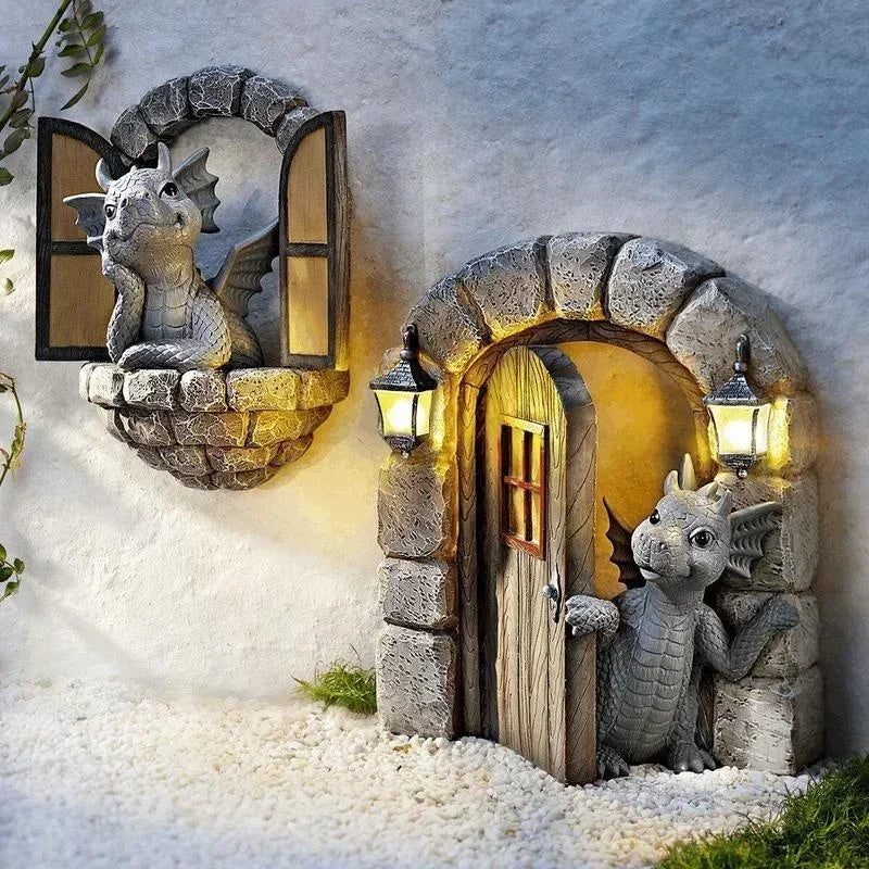 Dragonshaped Resin Giant Lawn Sculpture Gothic Fantasy Dragon Creative Statue Art Garden Courtyard Lawn Statue Garden Decoration