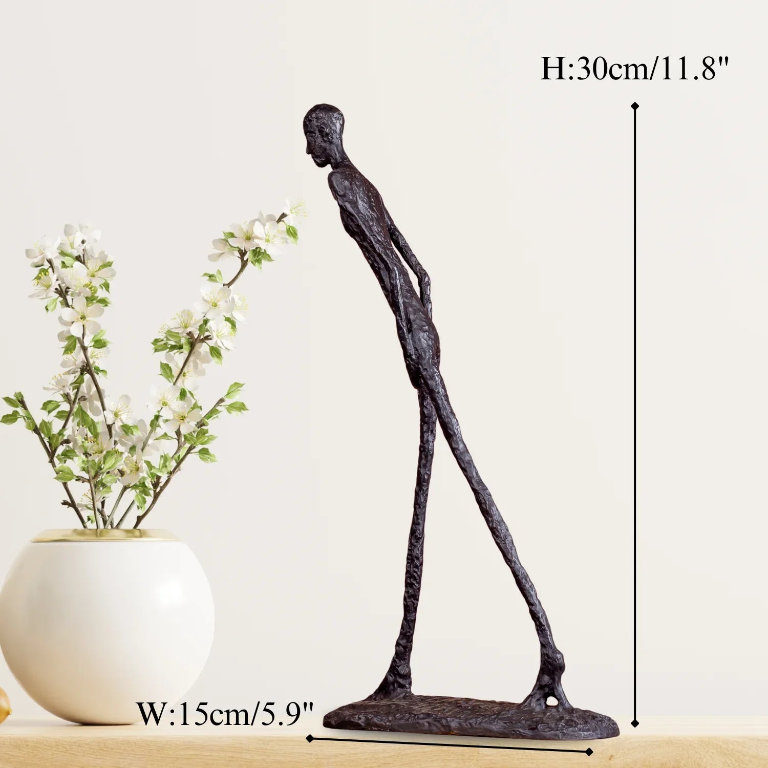 30cm Giacometti Sculpture Bronze Walking Man Statue Abstract Skeleton Hot Casting Art Figurine Famous Replica Crafts Home Decor