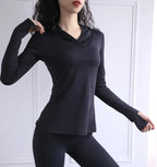 BreatheFit Women's Long Sleeve Yoga Hoodie Top THRIXINE