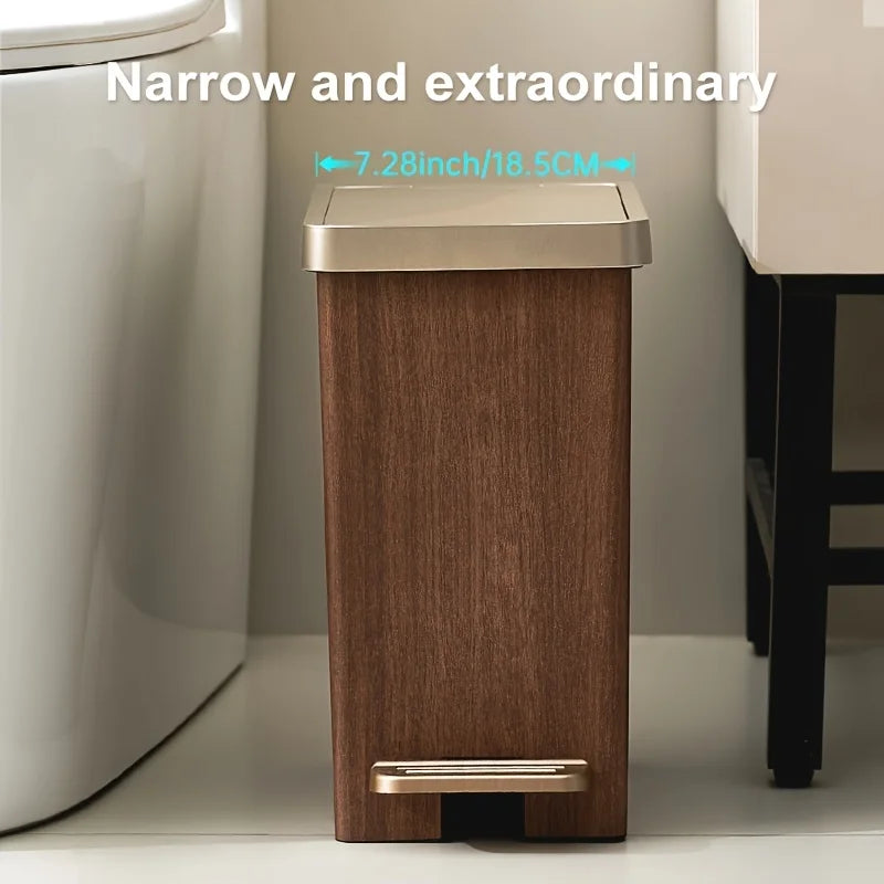 Large Capacity Trash Can，Elegant Wood Grain Design。Durable Plastic，Mute off，Save Space。Suitable for Kitchen、Bathroom、Office、Bedr Lootquake LLC