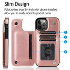 Wallet Stand Cover Flip Leather Case For iPhone 14 Pro Max 13 Pro Max 12 Pro Max 11 Pro Max Soft PU Leather Card Case With Kickstand Slim Double Magnetic Clasp Protective Cover Stevvex