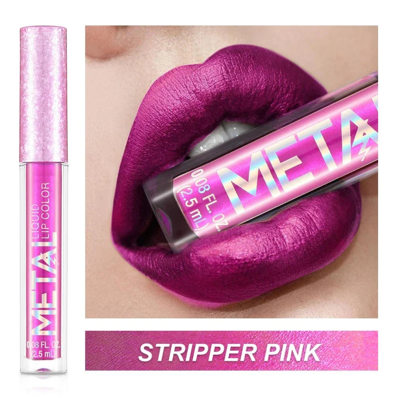 Metallic Matte Liquid Lipstick Waterproof Long Lasting Non-Stick Cup Matte Shimmer Glitter Lip Gloss Women Lips Makeup 12 Colors Lootquake LLC