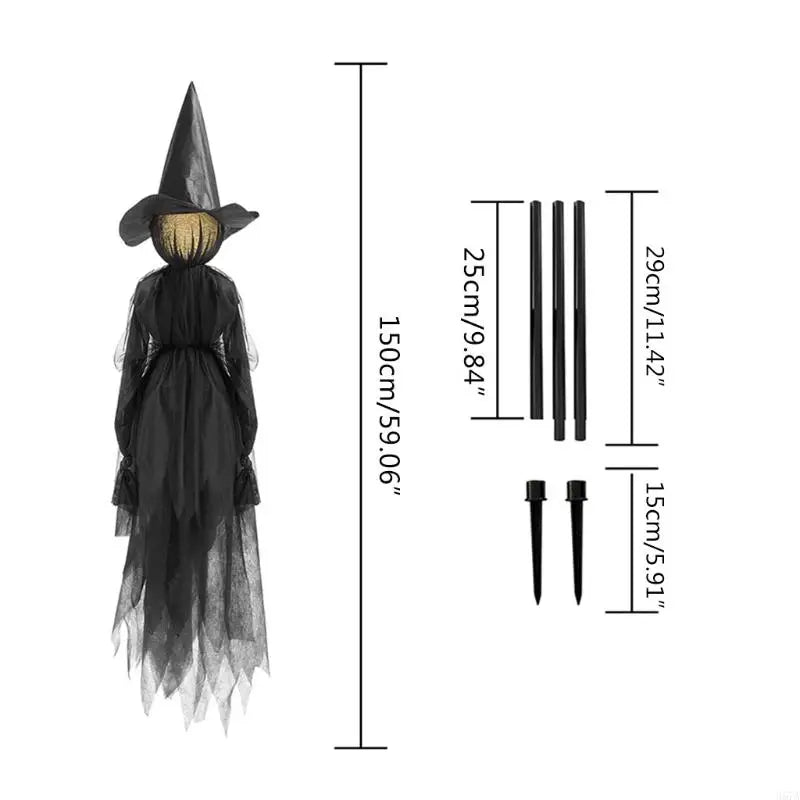 367A Halloween Decorations Outdoor Large Light Up Holding Hands Screaming Witches Scary Decor for Home Outside Yard Lawn