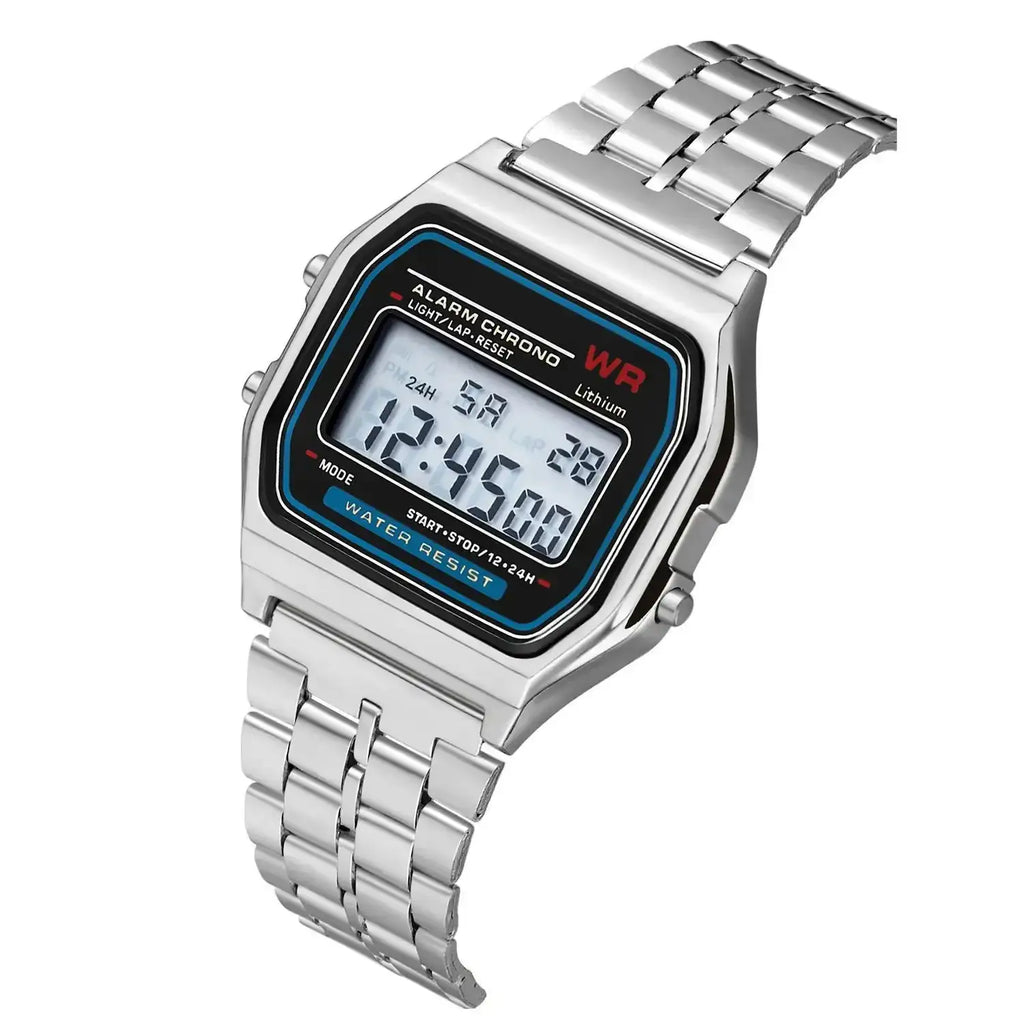Fashionable and Classic Square Electronic Watch, Same Style for Men and Women, Couple Style Electronic Watch Steel Band A159, Ge