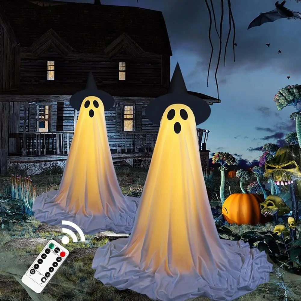 Lighted Spooky Ghost Decor Scary Standing Ghost with LED String Lights Home Porch Garden Yard Lawn Party Halloween Decorations Lootquake LLC