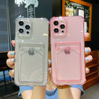 Phone Case For IPhone 12 13 14 Mini Case For iphone Cute Case Cover Soft Silicone Wallet Card Holder Clear Heavy Duty Protective Crystal Clear Back Cover with Shockproof Bumper Case Stevvex