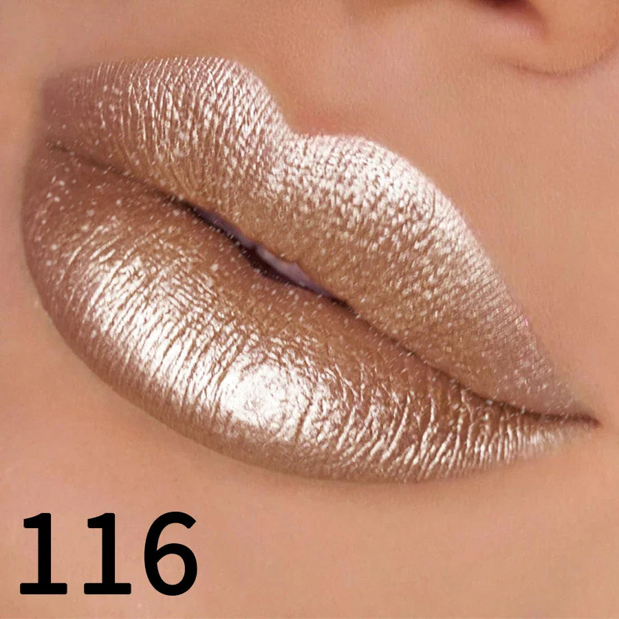 19 colors glitter lipstick hydrating red pink sparkling shine lip color highly pigmented lip tints metallic finish lip makeup Lootquake LLC