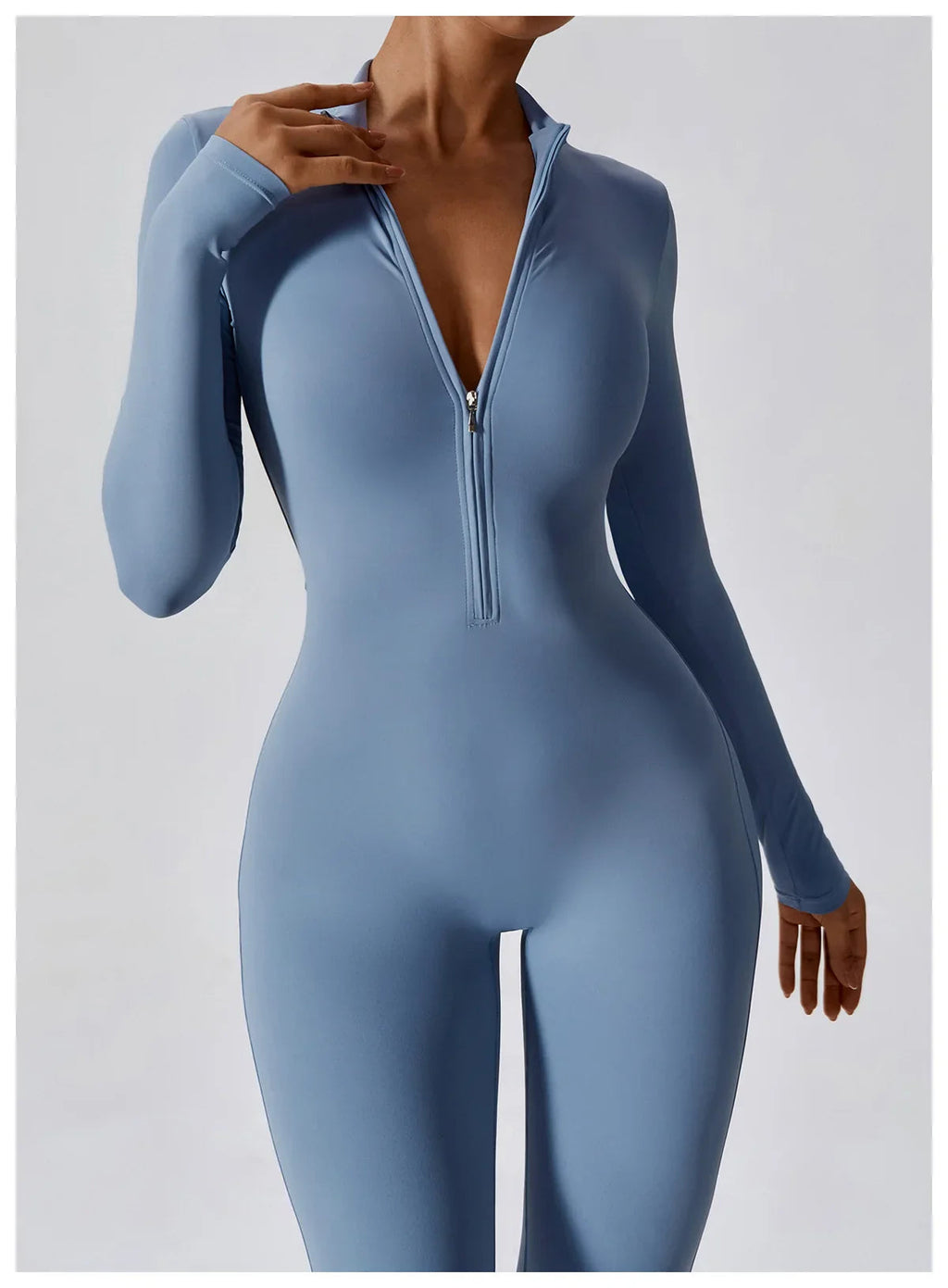 Yoga Jumpsuit Long Sleeved Zipper Rompers THRIXINE
