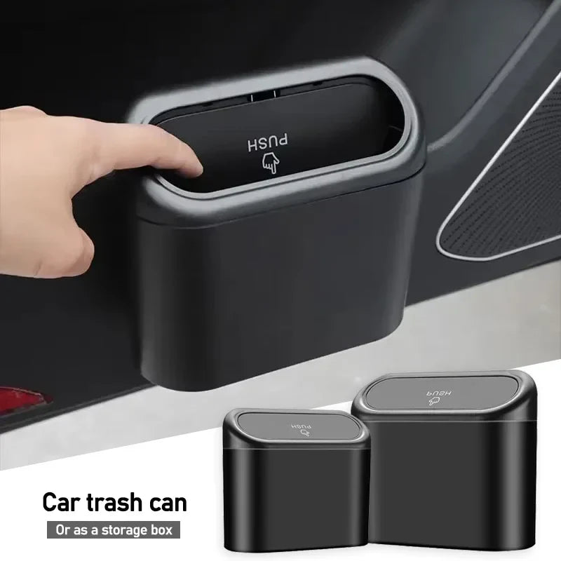 Car Trash Bin Hanging Vehicle Garbage Dust Case Storage Box Plastic Pressing Square Trash Can Type Auto Car Supplies Lootquake LLC