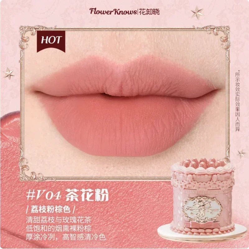Flower Knows Strawberry Cupid Cake Lip Cream Lip Mud Matte Moisturizing Lipstick Silky Smooth Lip Makeup Professional Cosmetics Lootquake LLC