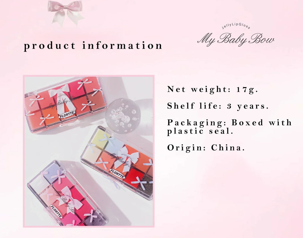 FLORTTE 10-Color Lip Palette Lip Gloss and Lipstick Glossy Moisturizing Pigmented Multifunctional Easy to Apply Lootquake LLC