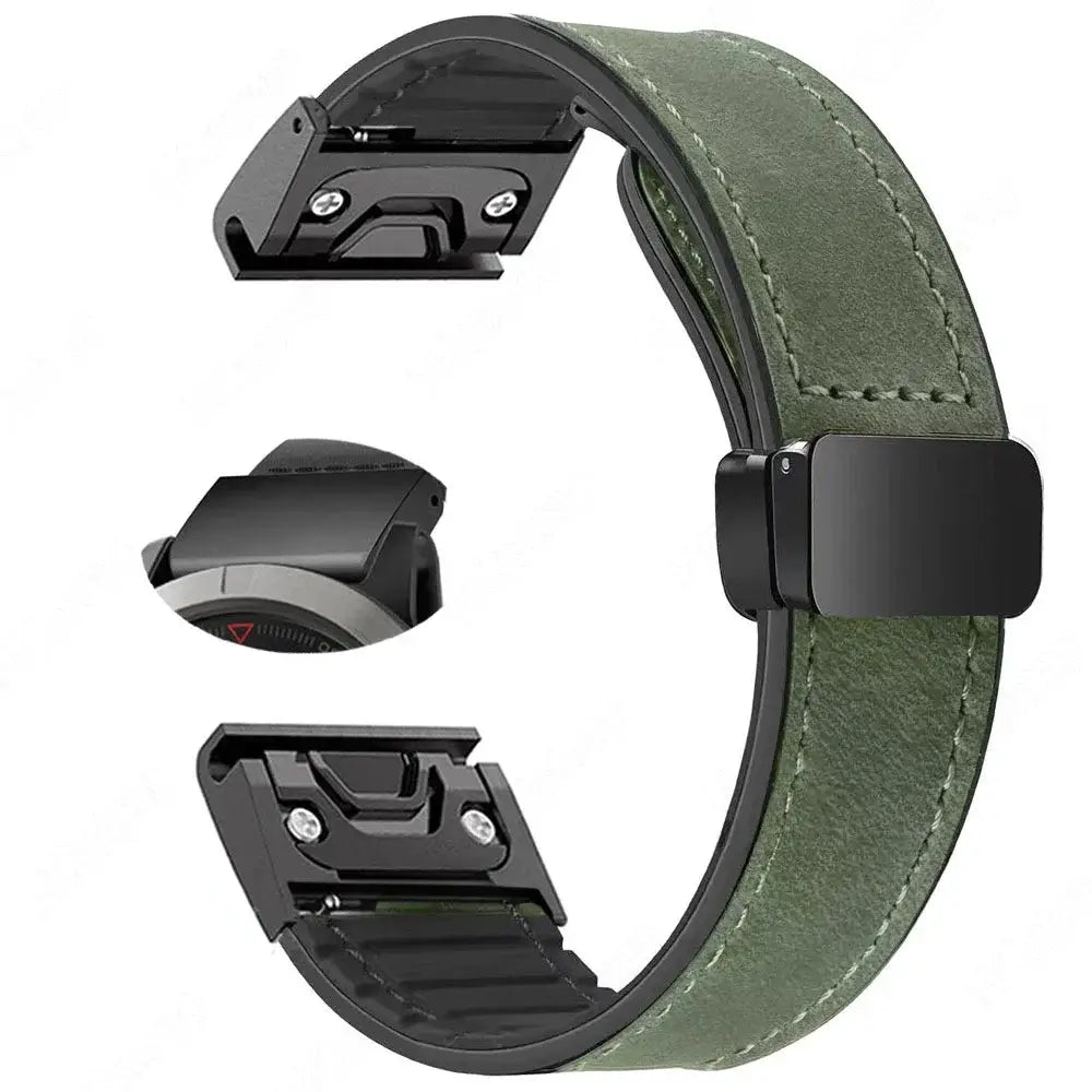 Garmin Soft Leather Band - Magnetic Buckle QuickFit Design - SJB-DIAMOND ELITES