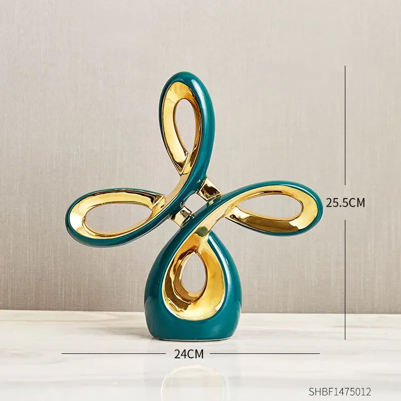 Abstract Ceramic Sculpture Golden Art Statue Modern Home Decor Accessories Living Room Desk Office Supplies Crafts Gifts