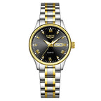 Women's Black Stainless Steel Diamond Dial Quartz Watch