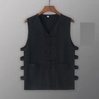 Vintage Vest Men Cotton Linen Shirt Kung Fu Vest Summer Tank Top Tang Suit Traditional Chinese Clothing Sleeveless Open Cardigan Lootquake LLC