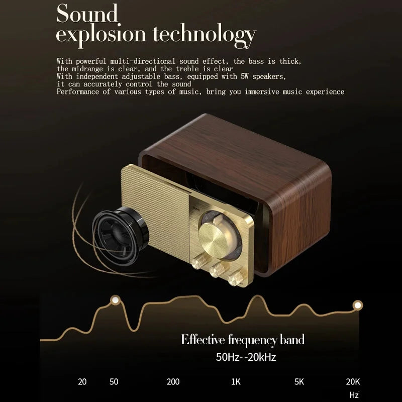 Nostalgic Bluetooth Speaker Bluetooth Sound Retro Classic Speaker Retro Radio Wireless Bluetooth 5.0 Wooden Portable Subwoofer Lootquake LLC