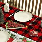 Christmas Ball Ornaments Red Bufalo Plaid Rectangle Tablecloth Dining Room Decor Reusable Table Cover Xmas Party Decorations Lootquake LLC