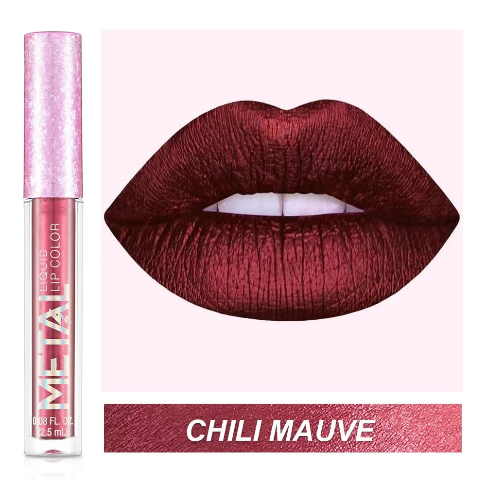 Metallic No-stick Cup Lip Gloss Glitter Matte Moisturizing Waterproof Long Lasting Lip Glaze Liquid Lipstick Lip Makeup Cosmetic Lootquake LLC