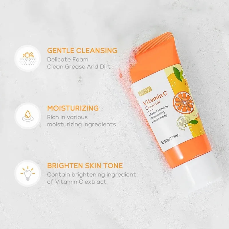 Vitamin C Facial Cleanser Skin Deep Cleansing Moisturizing Blackhead Removal skincare Face Wash Foam Face Cleanser Skin Care Lootquake LLC