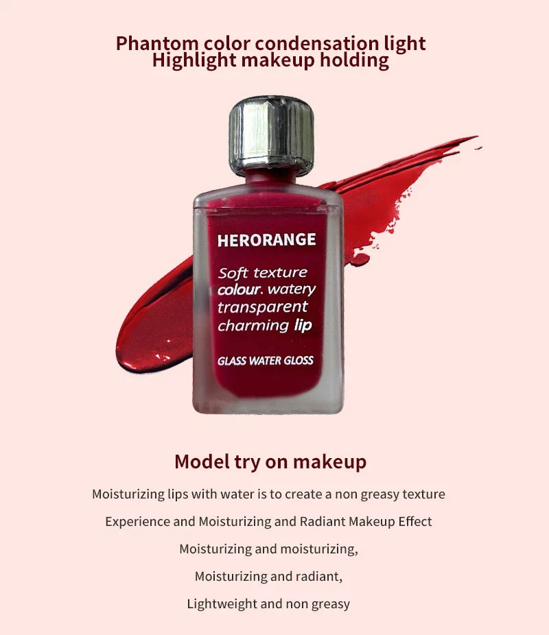 HERORANGE Light Glass-Like Lip Lacquer - Mirror Shine, Hydrating Formula; Smudge-Proof, Long-Wear, and Skin-Brightening Lootquake LLC