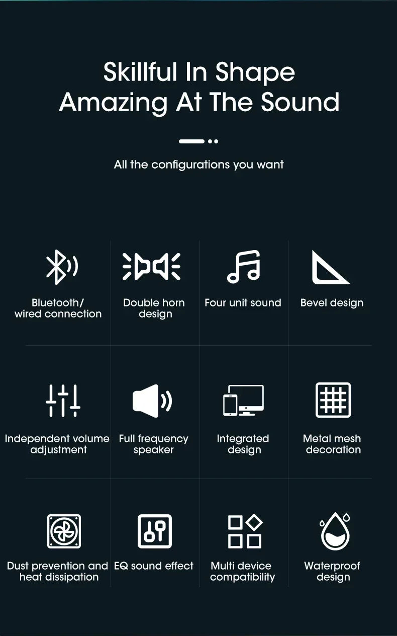 Computer Desktop High-quality Bluetooth Wired Dual-purpose High-volume Microphone Two-in-one Speaker Home Surround Audio System Lootquake LLC