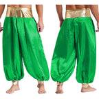 Halloween Men Arabian Indian Prince Cosplay Costume Stain Shiny Harem Trousers Arab Costume Carnival Dress Up Lantern Long Pants Lootquake LLC