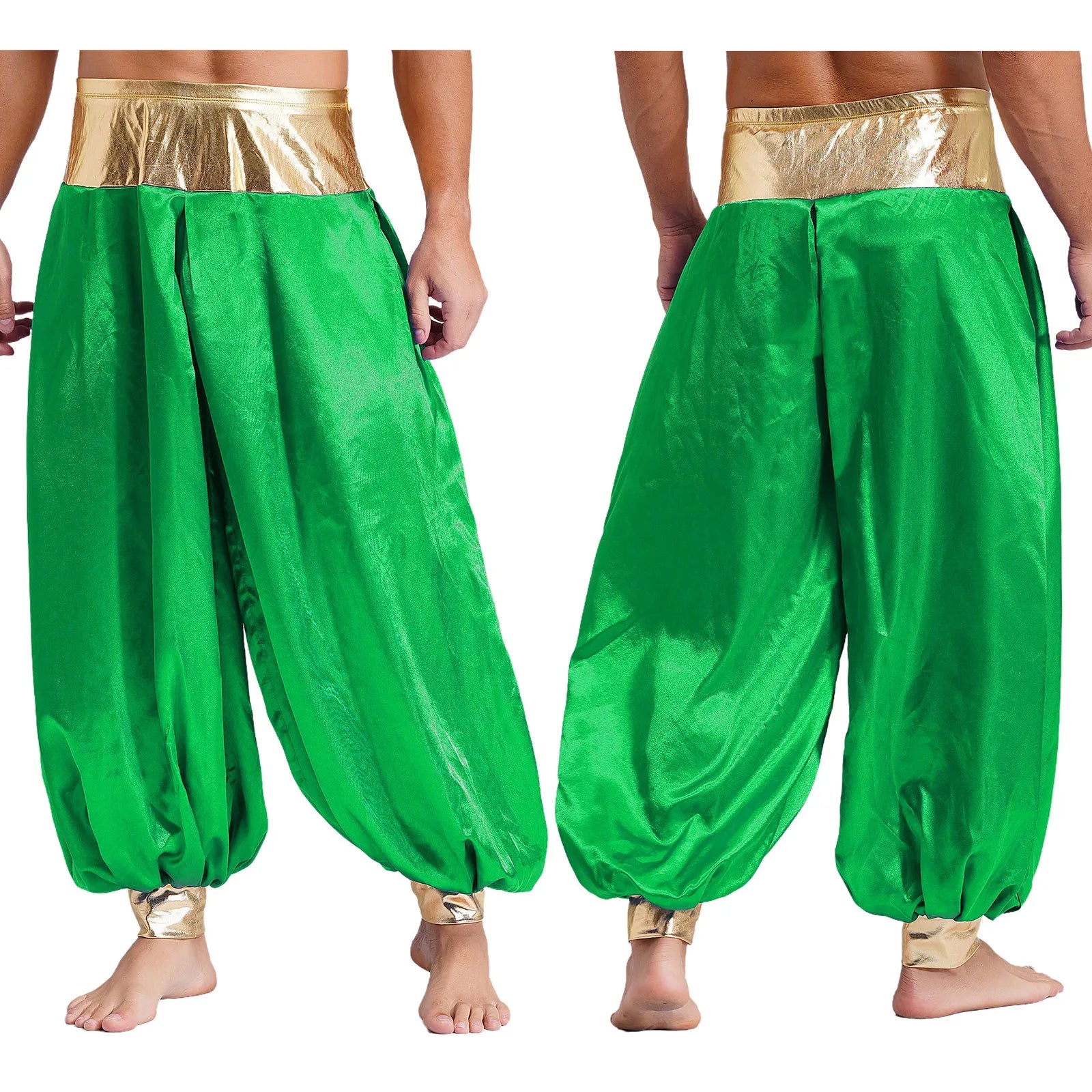 Halloween Men Arabian Indian Prince Cosplay Costume Stain Shiny Harem Trousers Arab Costume Carnival Dress Up Lantern Long Pants Lootquake LLC