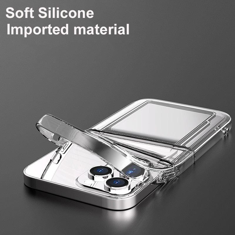 Transparent Shockproof Dual Card Slot Holder Phone Case For iPhone 13 12 11 Pro Max XR X XS Max 7 8 Plus 14Pro Wallet Transparent Soft Cover Card Storage Bumper Case For iPhone Stevvex