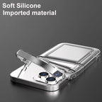 Transparent Shockproof Dual Card Slot Holder Phone Case For iPhone 13 12 11 Pro Max XR X XS Max 7 8 Plus 14Pro Wallet Transparent Soft Cover Card Storage Bumper Case For iPhone Stevvex