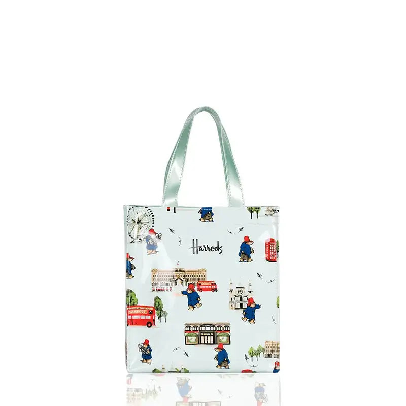 Cartton Print PVC Reusable Women's Shopping Bag Eco Friendly Flower Shopper Handbag Casual Female Student Shoulder Book Purse