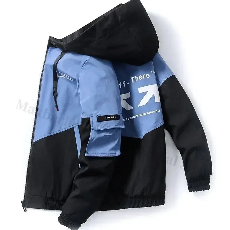 Men's Coat Casual Korean Style Spring Fashionable Thin Topmen's Jacket Hood Student Workwear Jacket Harajuku Street Clothing Pi-Mart