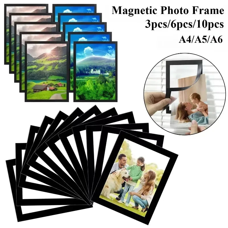 A4/A5/A6 Black Magnetic Photo Frame Publicity Column Advertising Column Self Adhesive Soft Poster Frame Certificate Folder Lootquake LLC